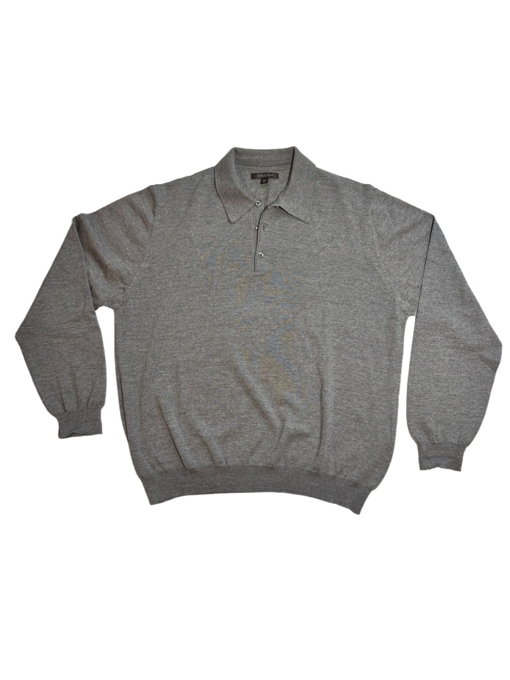 Nordstrom Men's Heather Gray Merino Wool Long Sleeve Polo Sweater XXL